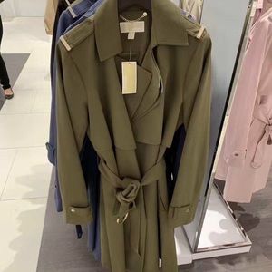 NWT Michael Kors women Double-Collar trench coat green size XS